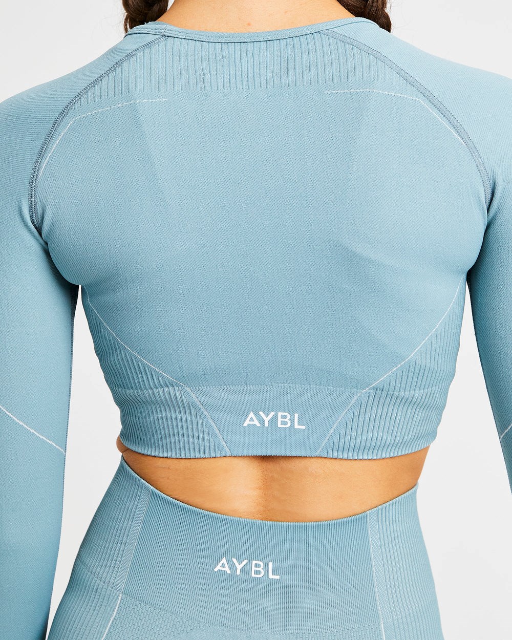 AYBL Reflex Seamless Long Sleeve Crop Top Teal | 670-CVUXOS