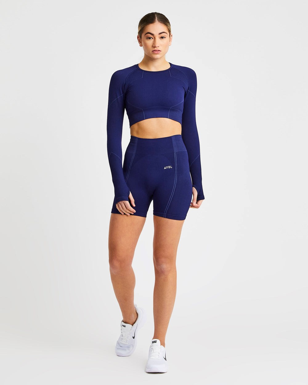 AYBL Reflex Seamless Long Sleeve Crop Top Königsblau Blau | 692-PZWIEV