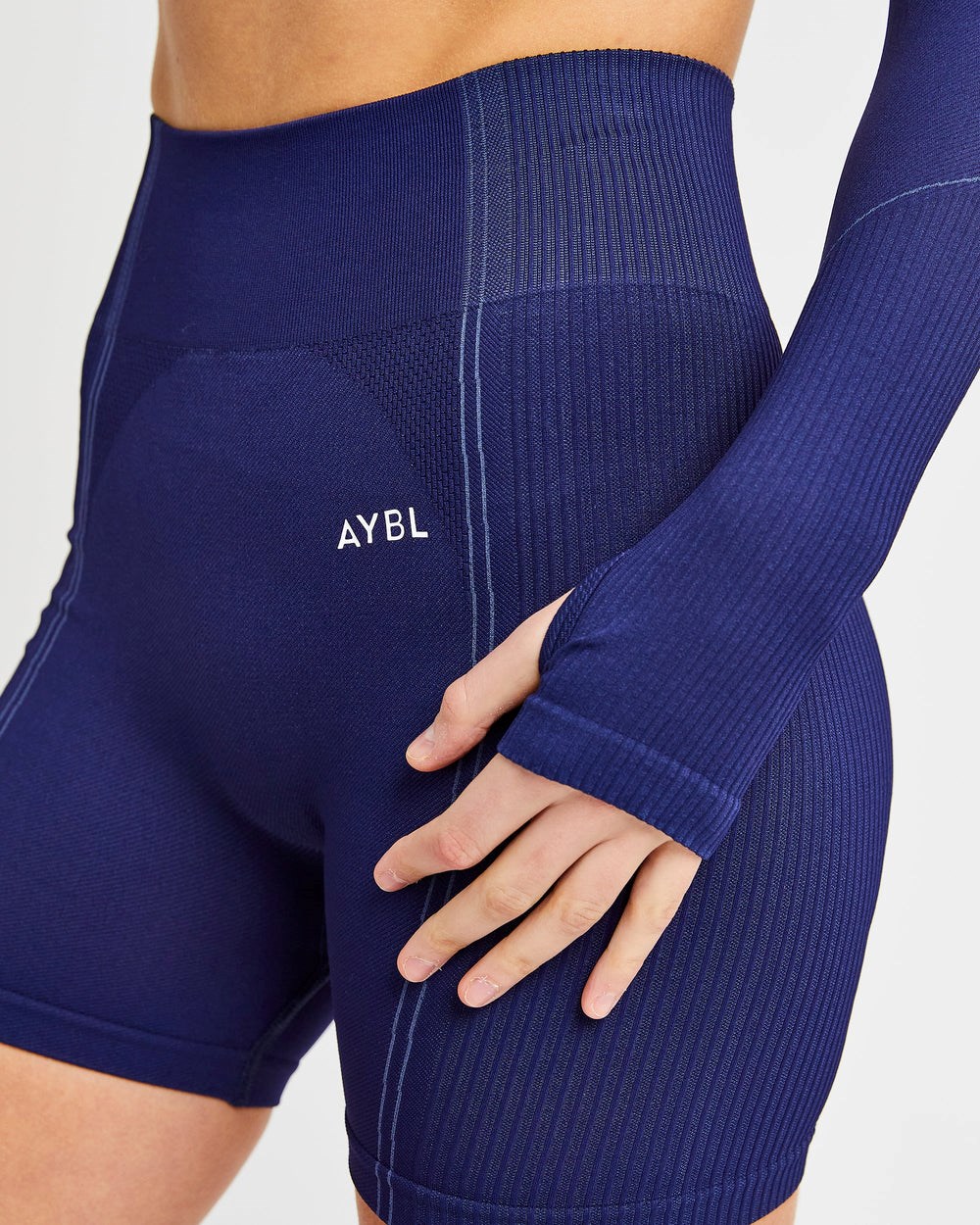 AYBL Reflex Seamless Long Sleeve Crop Top Königsblau Blau | 692-PZWIEV