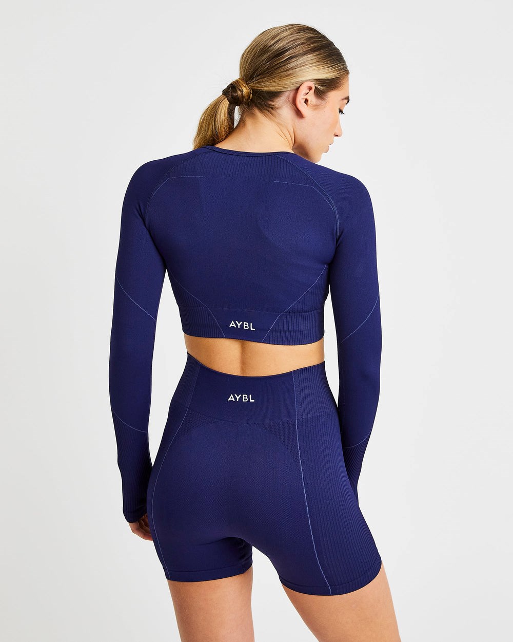 AYBL Reflex Seamless Long Sleeve Crop Top Königsblau Blau | 910-ZYONSU