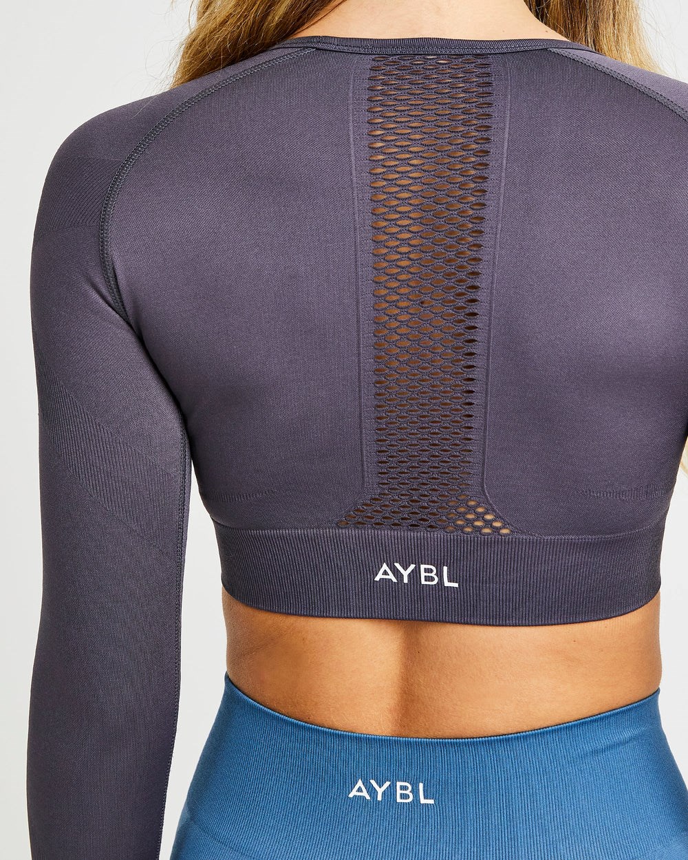 AYBL Reform Seamless Long Sleeve Crop Top Charcoal | 401-UEZOXD