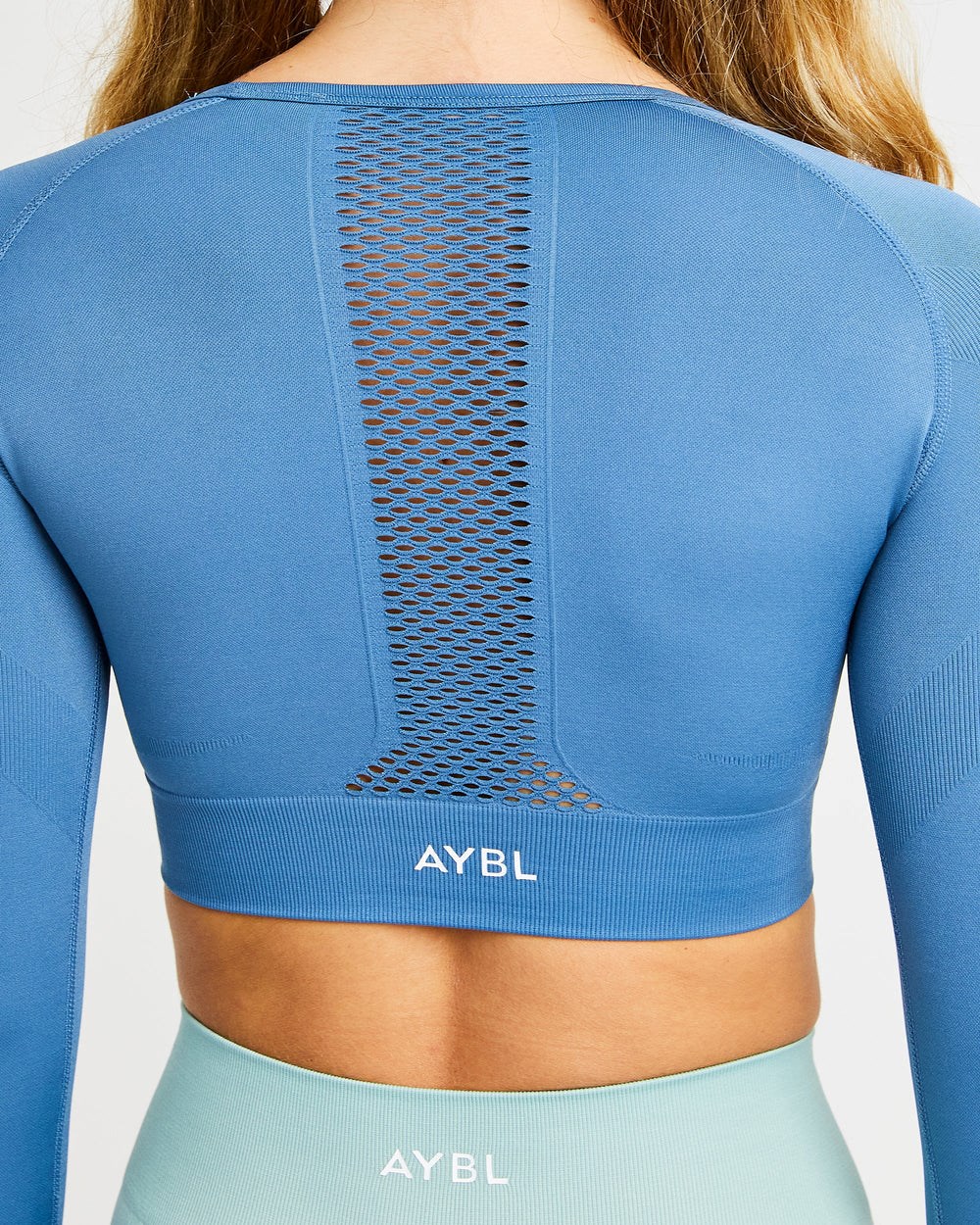 AYBL Reform Seamless Long Sleeve Crop Top Blau | 956-CZXSTG