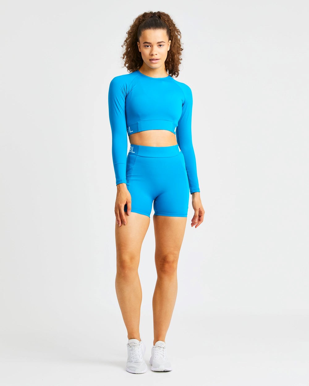 AYBL Sport Long Sleeve Crop Top Aqua | 015-RPODBQ