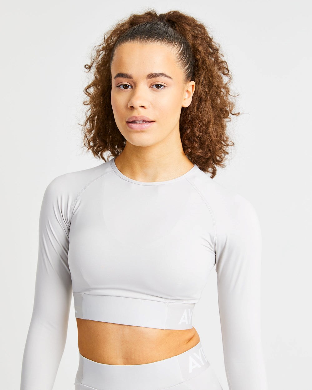 AYBL Sport Long Sleeve Crop Top Beige | 469-EBJVAY