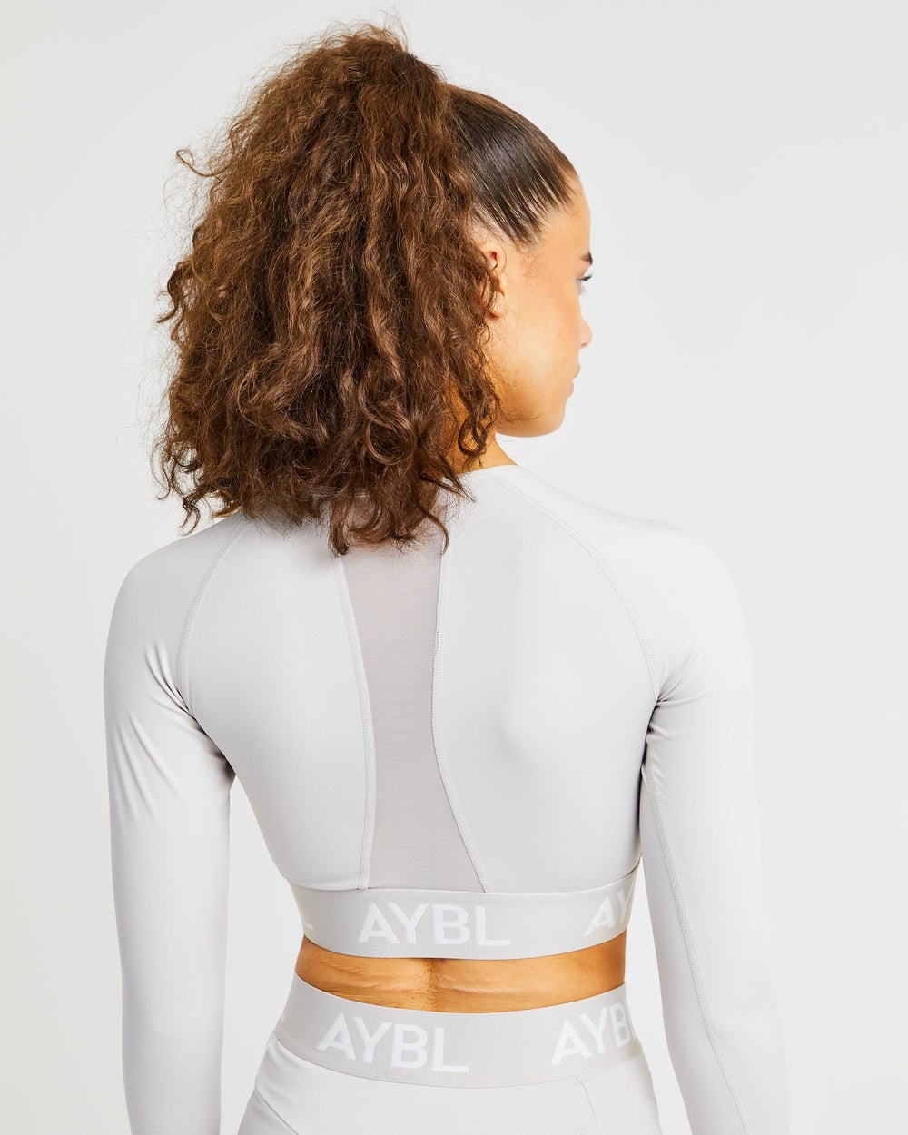 AYBL Sport Long Sleeve Crop Top Beige | 469-EBJVAY