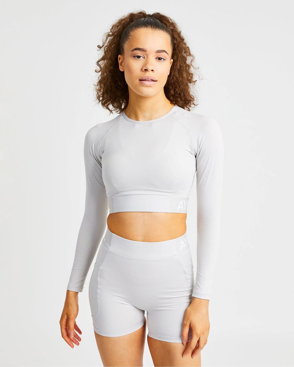 AYBL Sport Long Sleeve Crop Top Beige | 469-EBJVAY