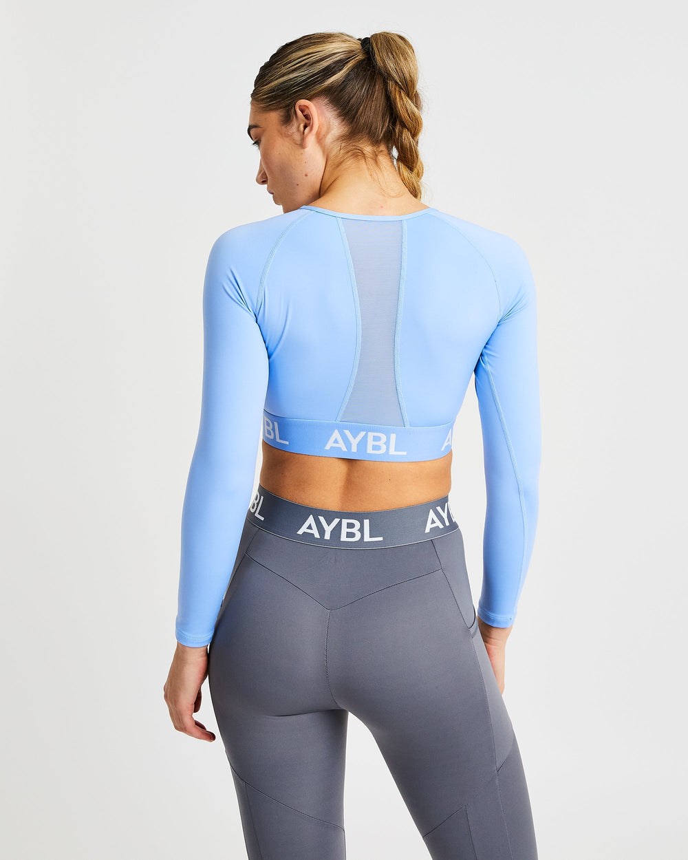 AYBL Sport Long Sleeve Crop Top Blau | 532-USAFBO