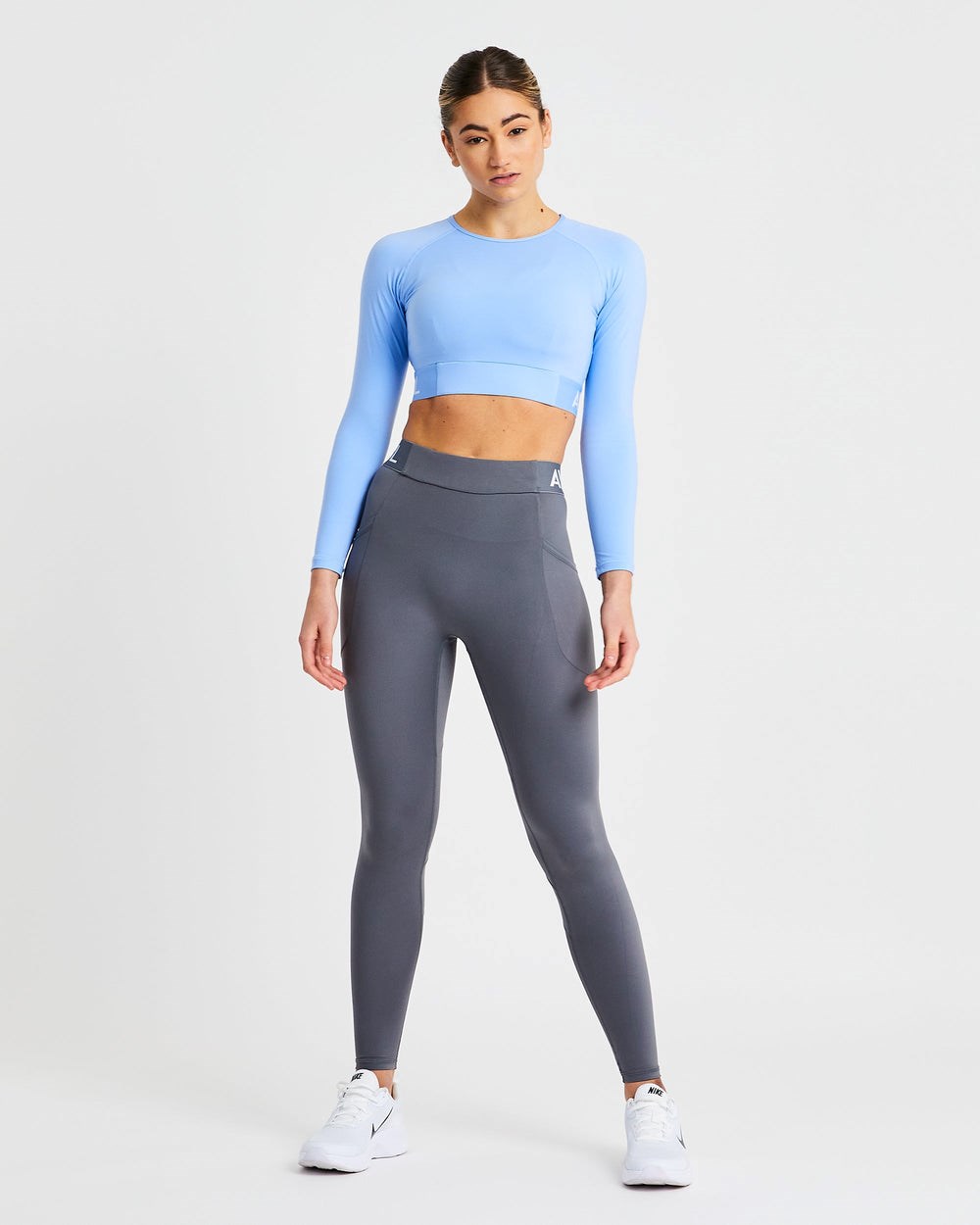 AYBL Sport Long Sleeve Crop Top Blau | 630-MLYXUW