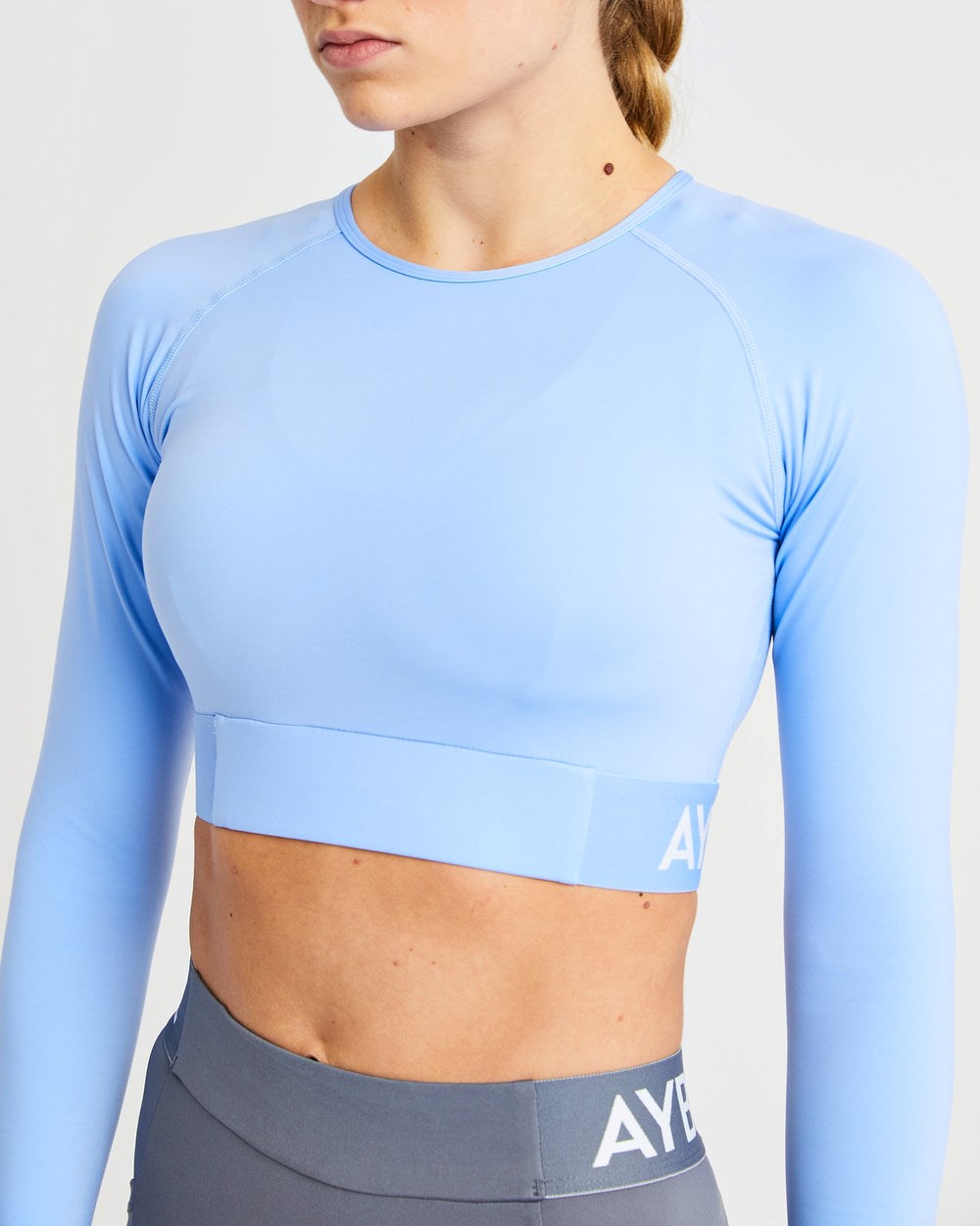 AYBL Sport Long Sleeve Crop Top Blau | 630-MLYXUW