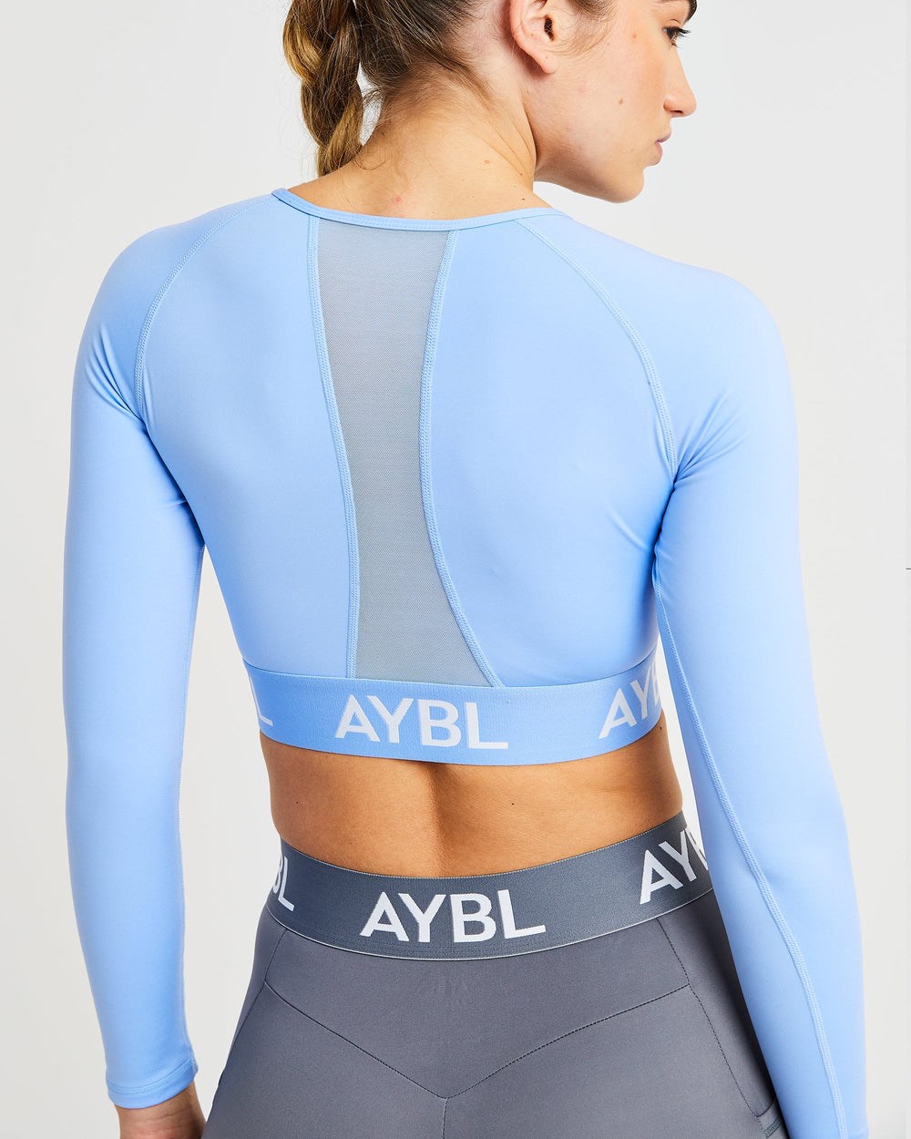 AYBL Sport Long Sleeve Crop Top Blau | 630-MLYXUW