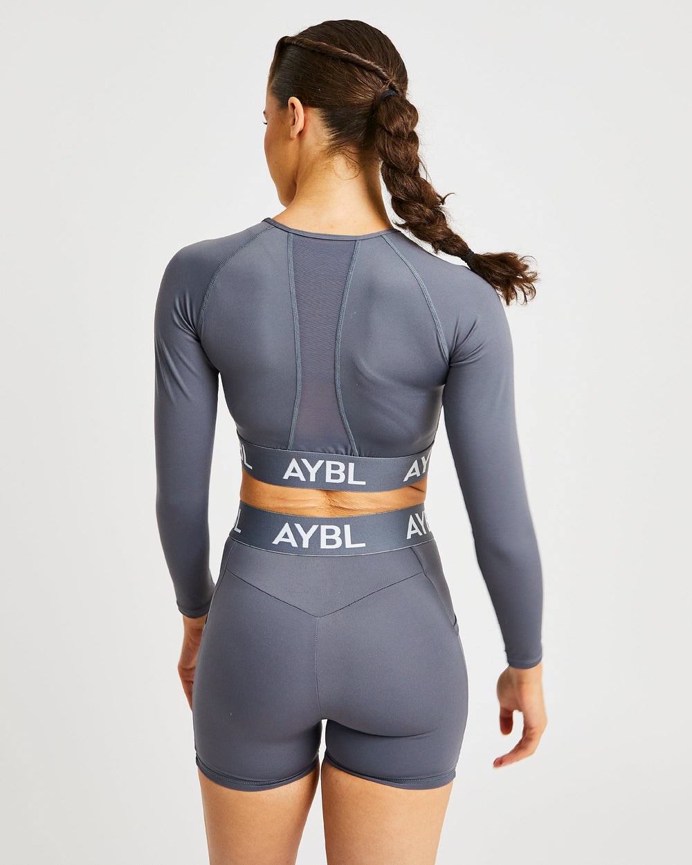 AYBL Sport Long Sleeve Crop Top Grau | 126-LUIFNZ