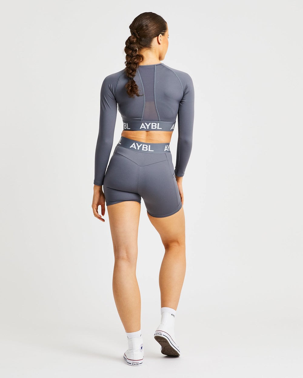 AYBL Sport Long Sleeve Crop Top Grau | 126-LUIFNZ