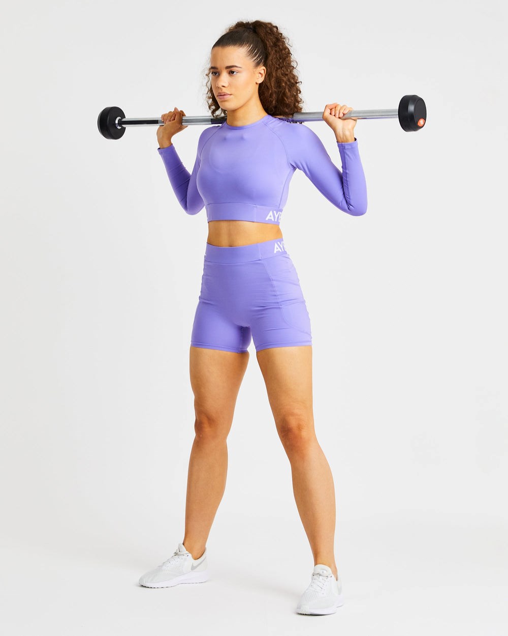 AYBL Sport Long Sleeve Crop Top Lila | 342-TIJANV