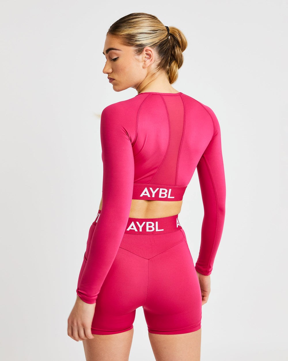 AYBL Sport Long Sleeve Crop Top Raspberry | 437-EAPHKW