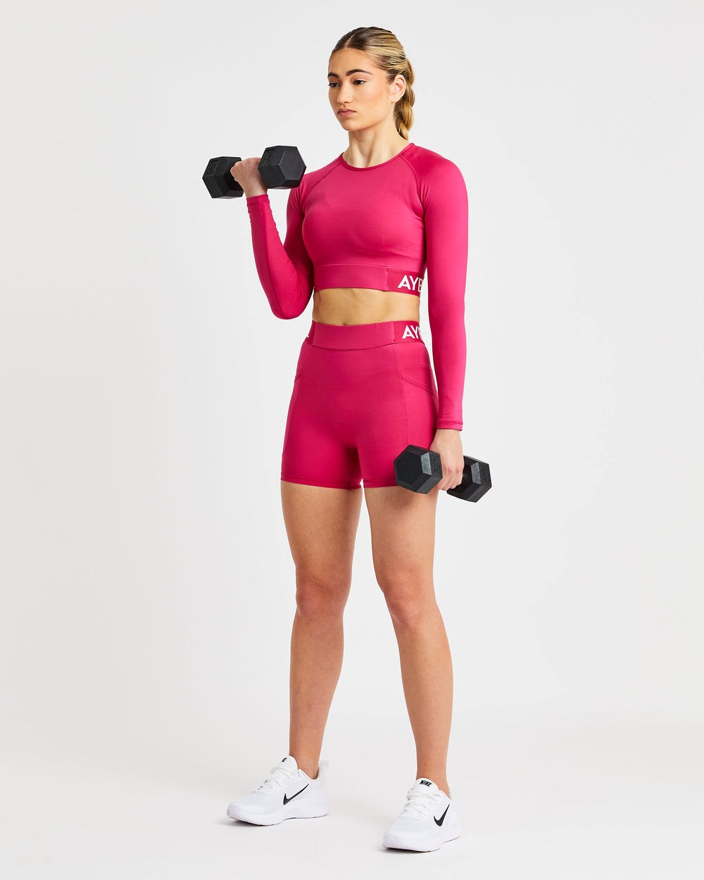 AYBL Sport Long Sleeve Crop Top Raspberry | 437-EAPHKW