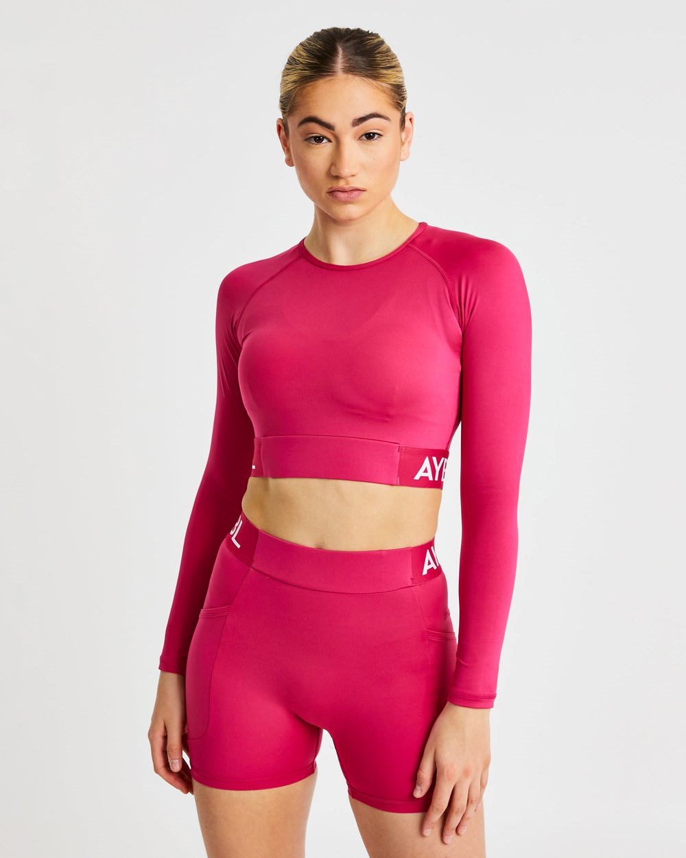 AYBL Sport Long Sleeve Crop Top Raspberry | 437-EAPHKW