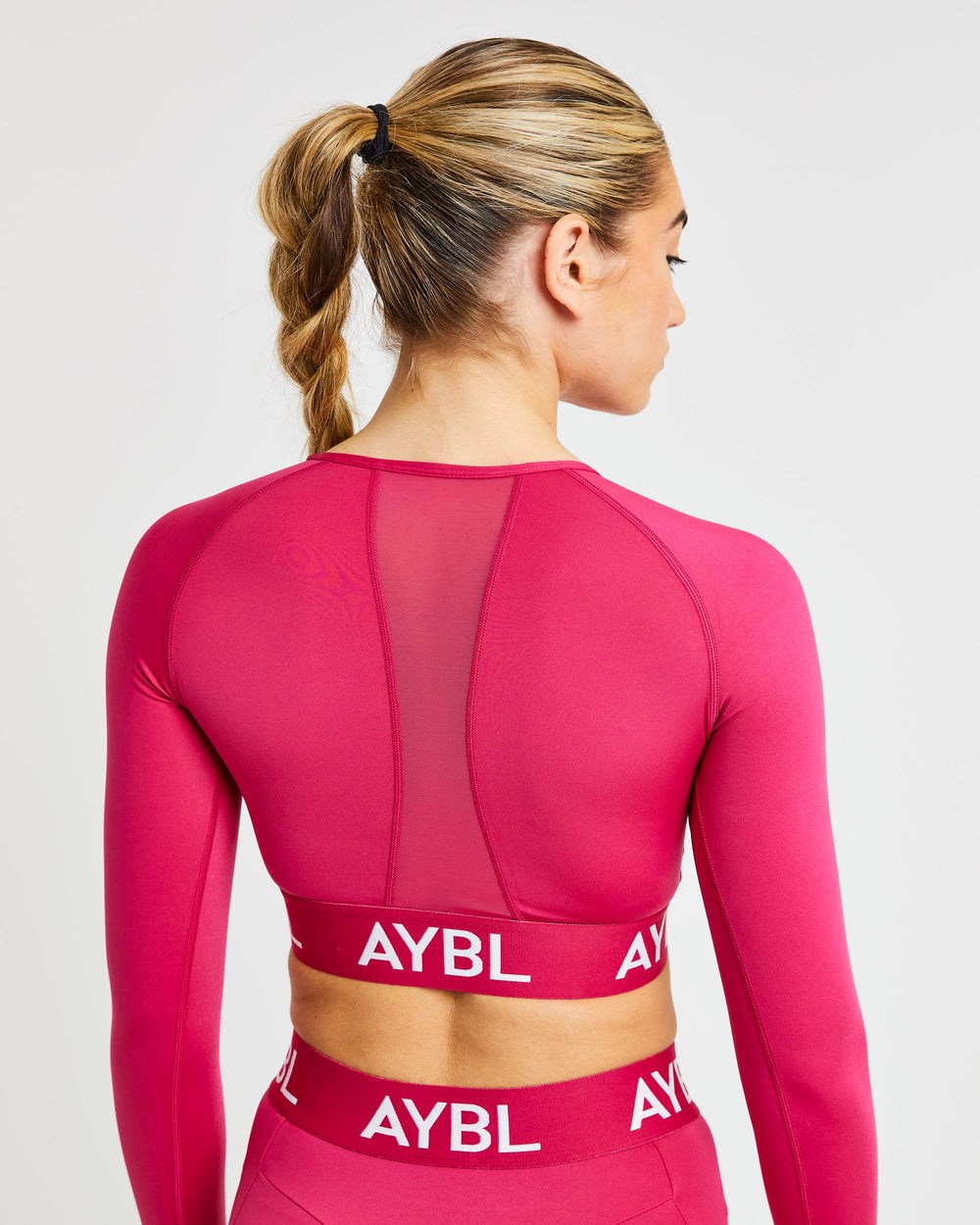 AYBL Sport Long Sleeve Crop Top Raspberry | 759-JRNYXP