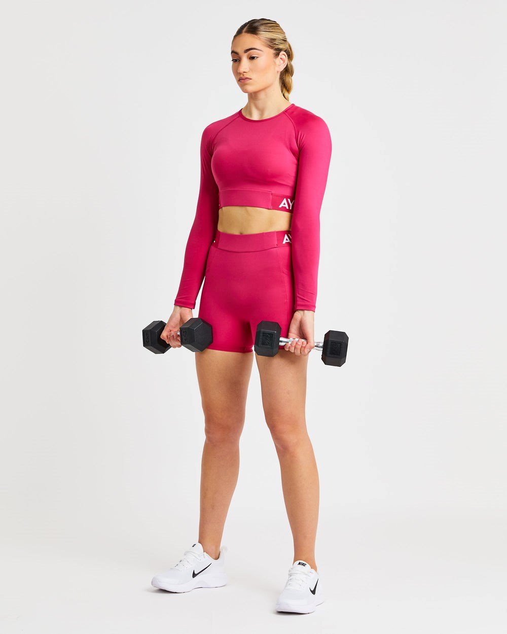 AYBL Sport Long Sleeve Crop Top Raspberry | 759-JRNYXP