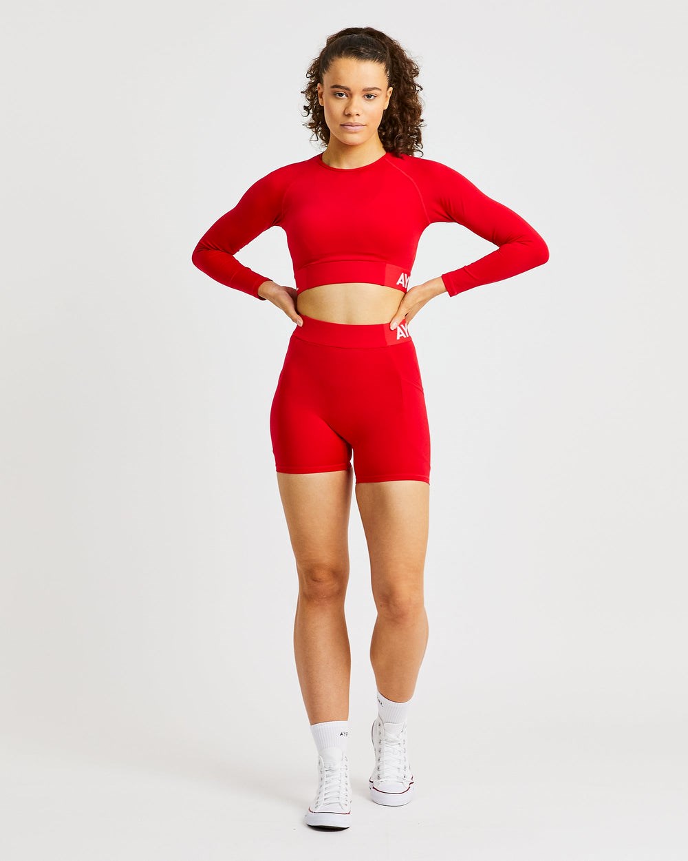 AYBL Sport Long Sleeve Crop Top Rot | 239-BVUERA