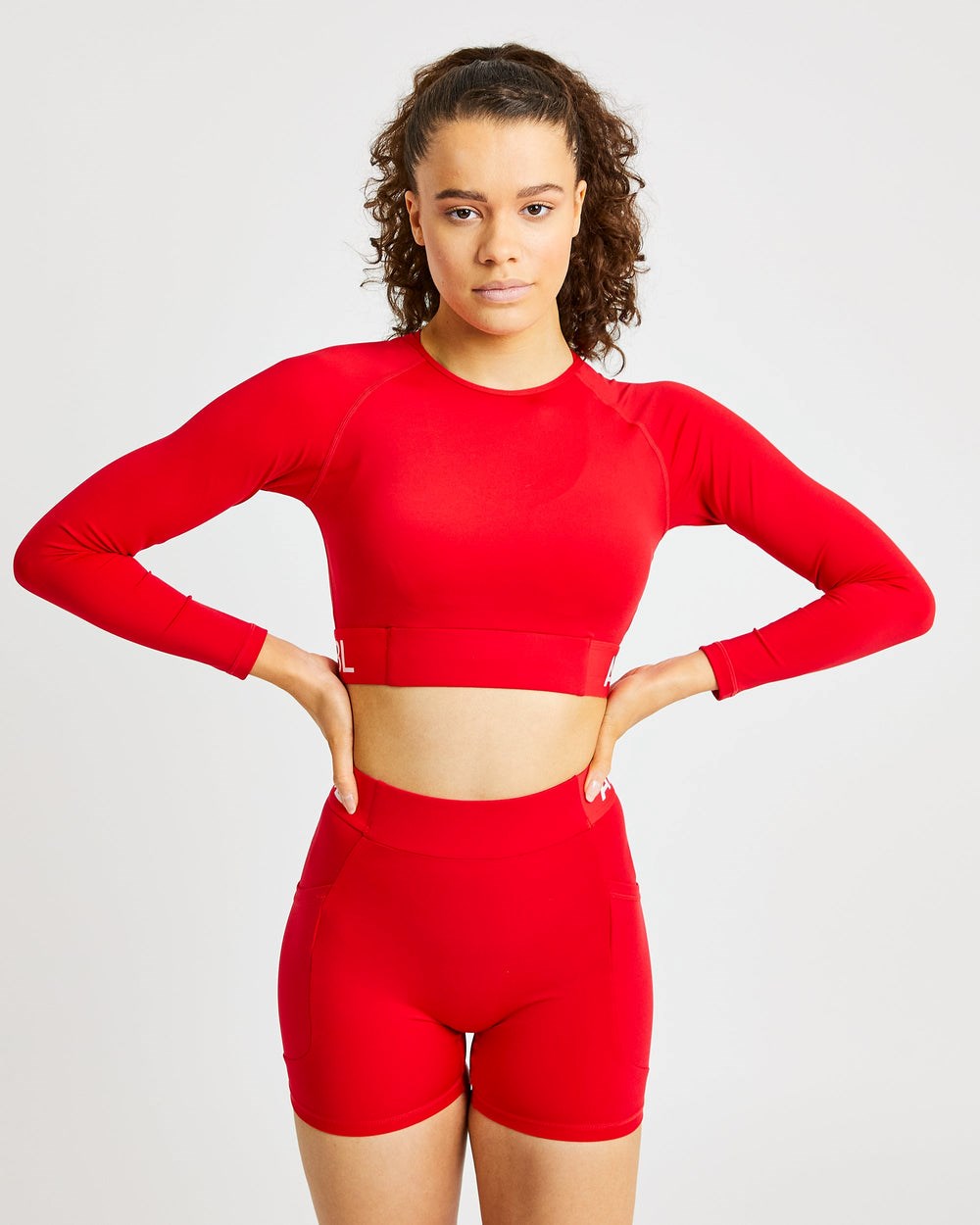 AYBL Sport Long Sleeve Crop Top Rot | 239-BVUERA