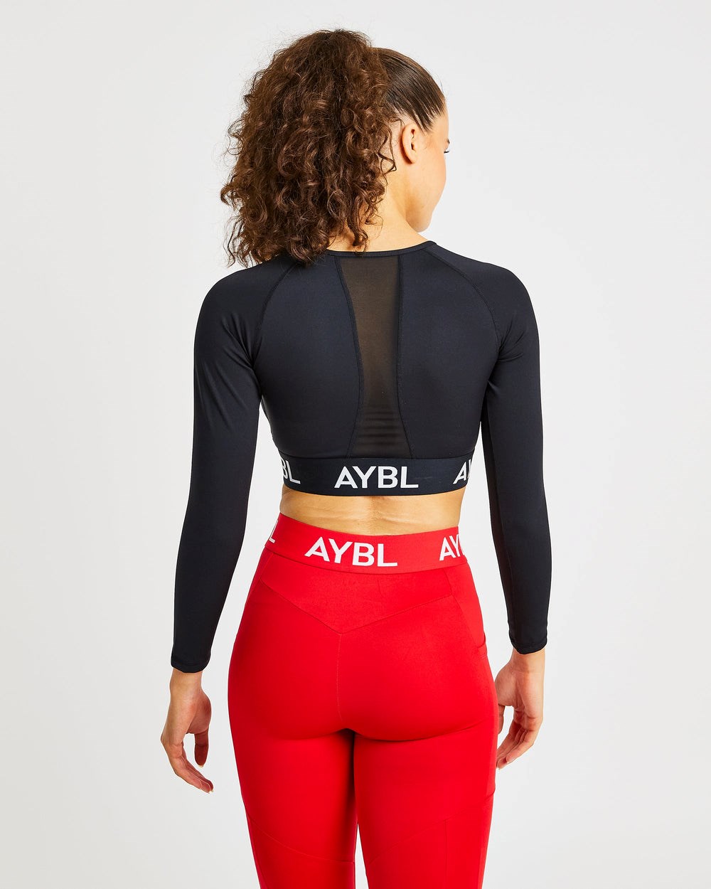 AYBL Sport Long Sleeve Crop Top Schwarz | 547-BUGMYW