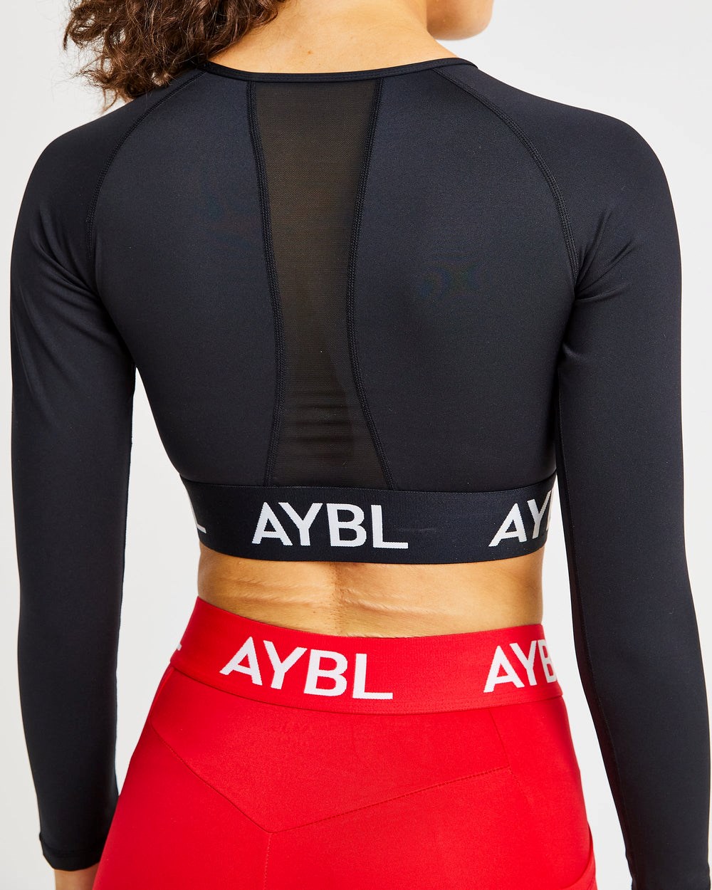 AYBL Sport Long Sleeve Crop Top Schwarz | 547-BUGMYW