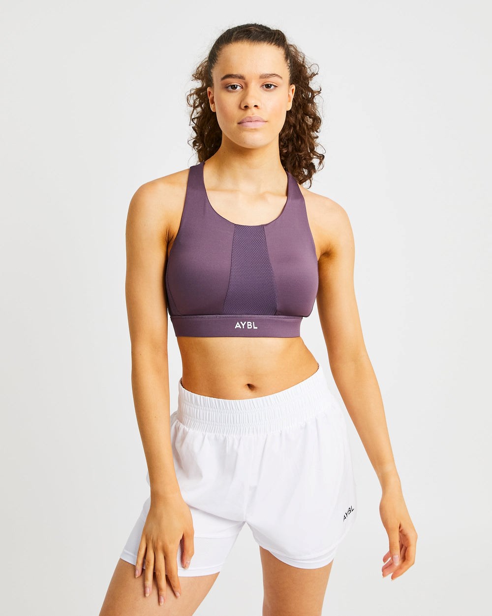 AYBL Sportive High Neck Sports Bra Lila | 734-LWCKMO