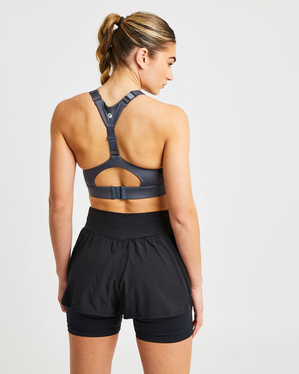 AYBL Sportive Open Back Sports Bra Charcoal | 907-EZKMYD