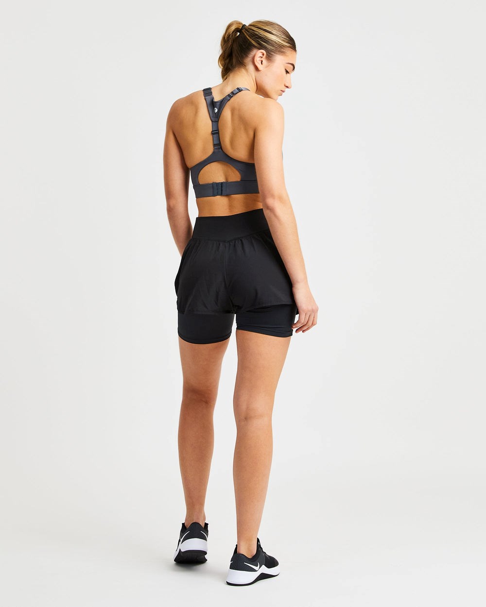 AYBL Sportive Open Back Sports Bra Charcoal | 907-EZKMYD