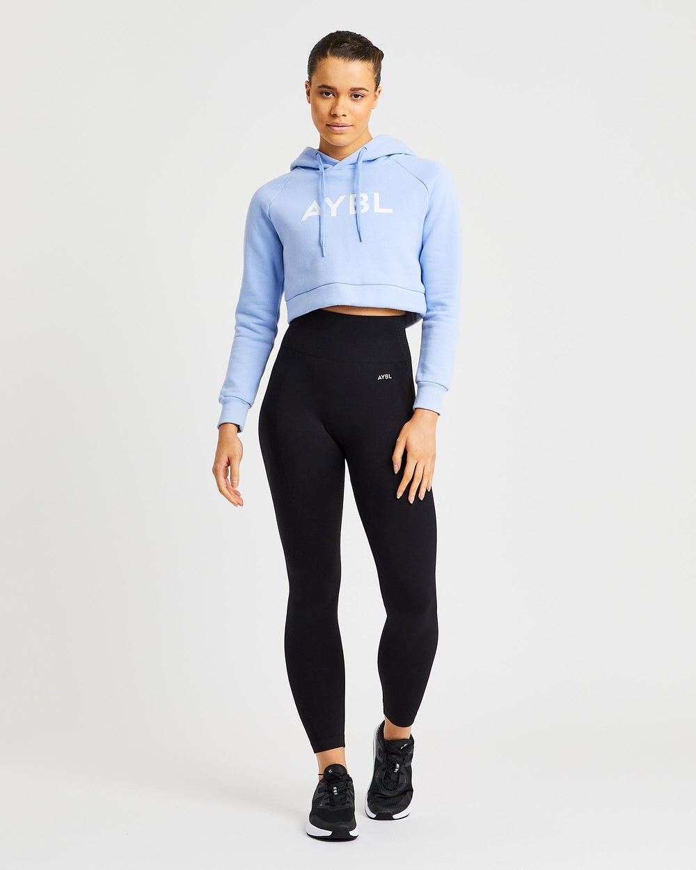 AYBL Staple Crop Hoodie Blau | 821-ODNYBQ