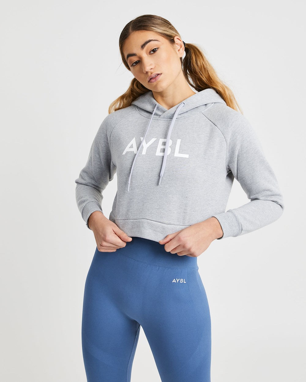 AYBL Staple Crop Hoodie Hellgrau | 517-AGWXRJ