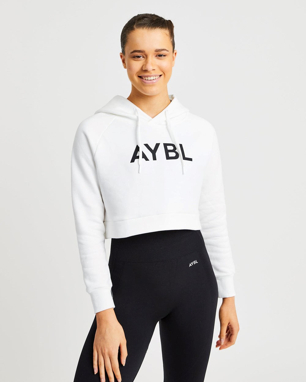 AYBL Staple Crop Hoodie Weiß | 216-OLAITG