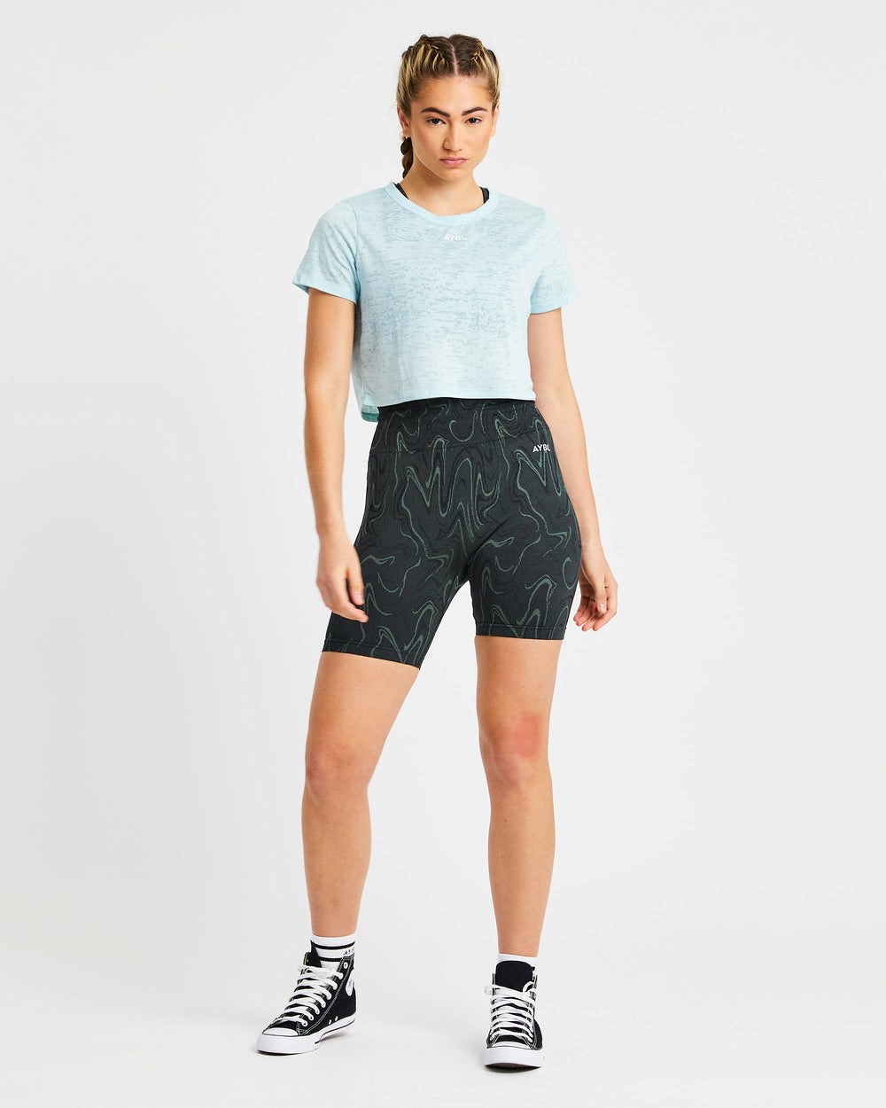 AYBL Velocity Crop T Shirt Blau | 256-IBZSXW