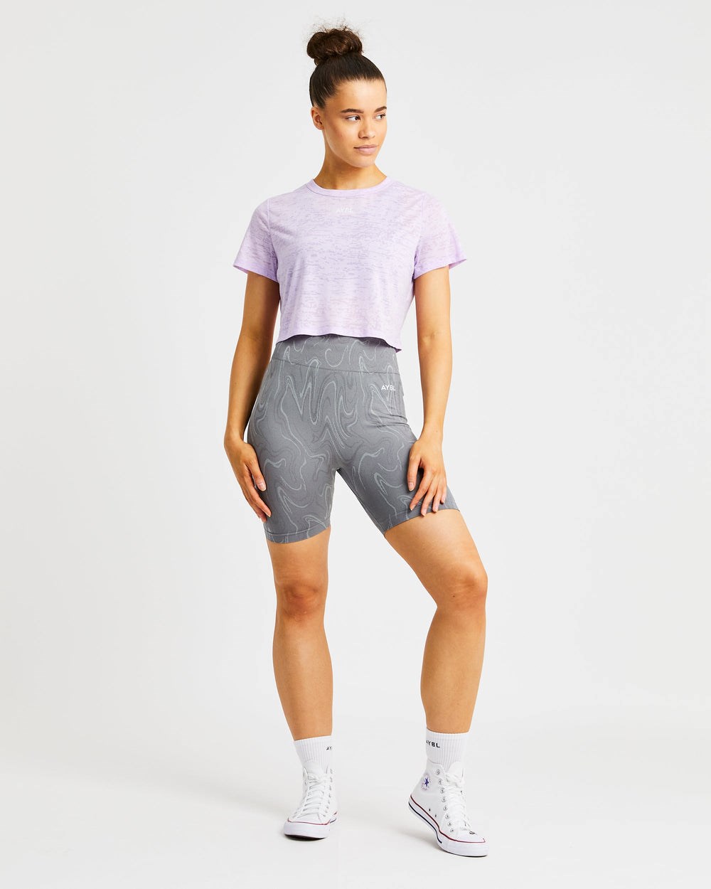 AYBL Velocity Crop T Shirt Lilac | 607-UEHDZP