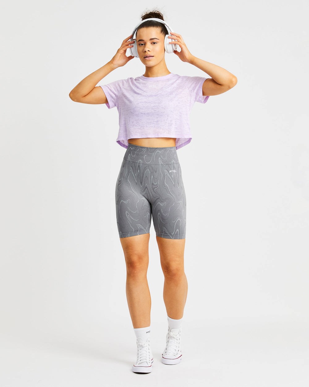 AYBL Velocity Crop T Shirt Lilac | 607-UEHDZP