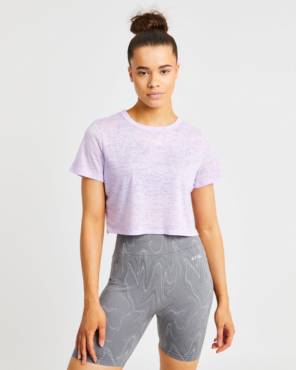 AYBL Velocity Crop T Shirt Lilac | 607-UEHDZP