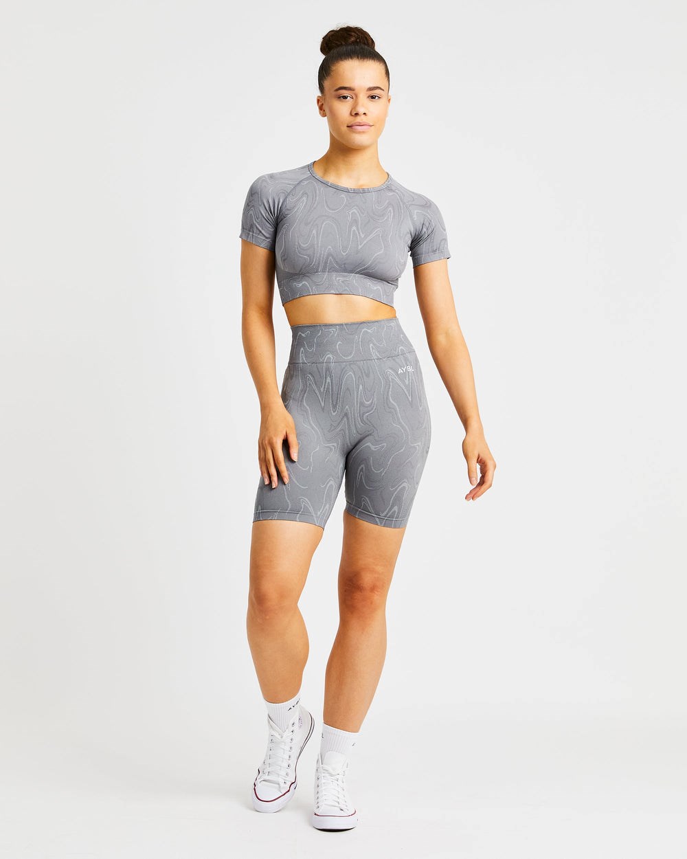 AYBL Velocity Seamless Crop Top Grau | 189-NMQVXU