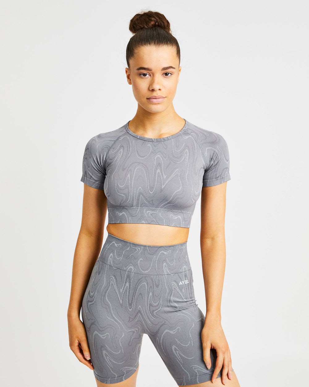 AYBL Velocity Seamless Crop Top Grau | 189-NMQVXU