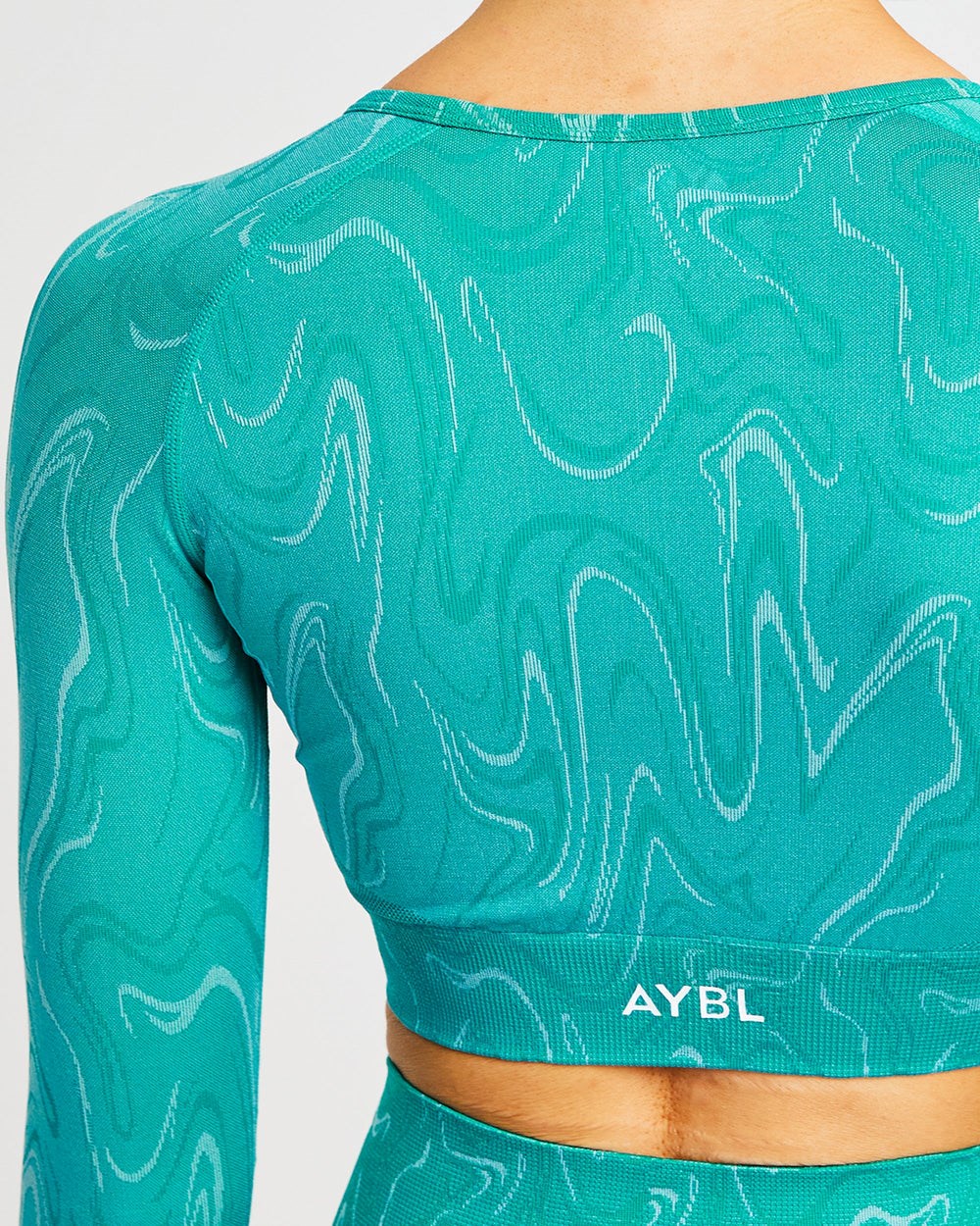 AYBL Velocity Seamless Long Sleeve Crop Top Türkis | 163-ODKVCF