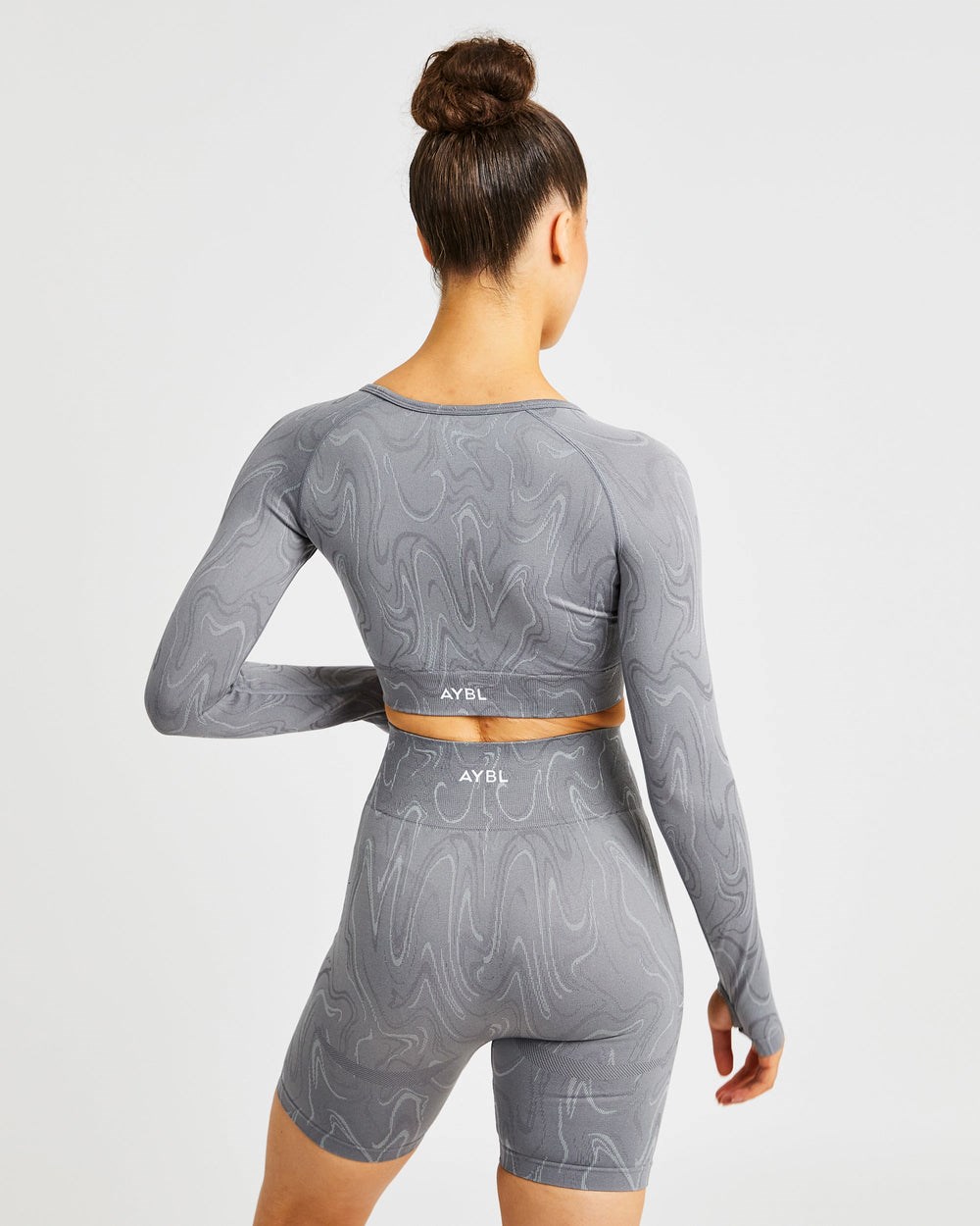 AYBL Velocity Seamless Long Sleeve Crop Top Grau | 182-FAURPY