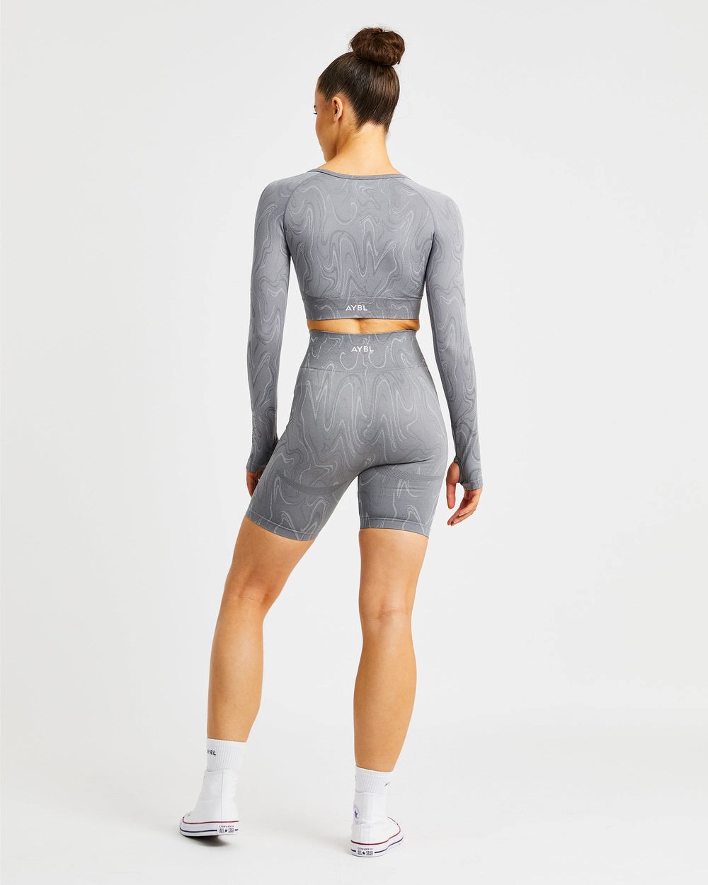 AYBL Velocity Seamless Long Sleeve Crop Top Grau | 182-FAURPY