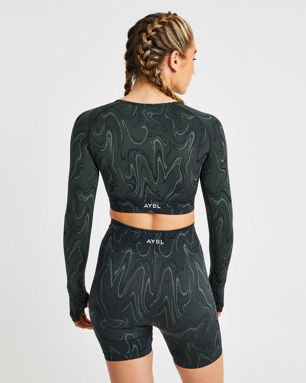 AYBL Velocity Seamless Long Sleeve Crop Top Schwarz | 380-DIQXGY