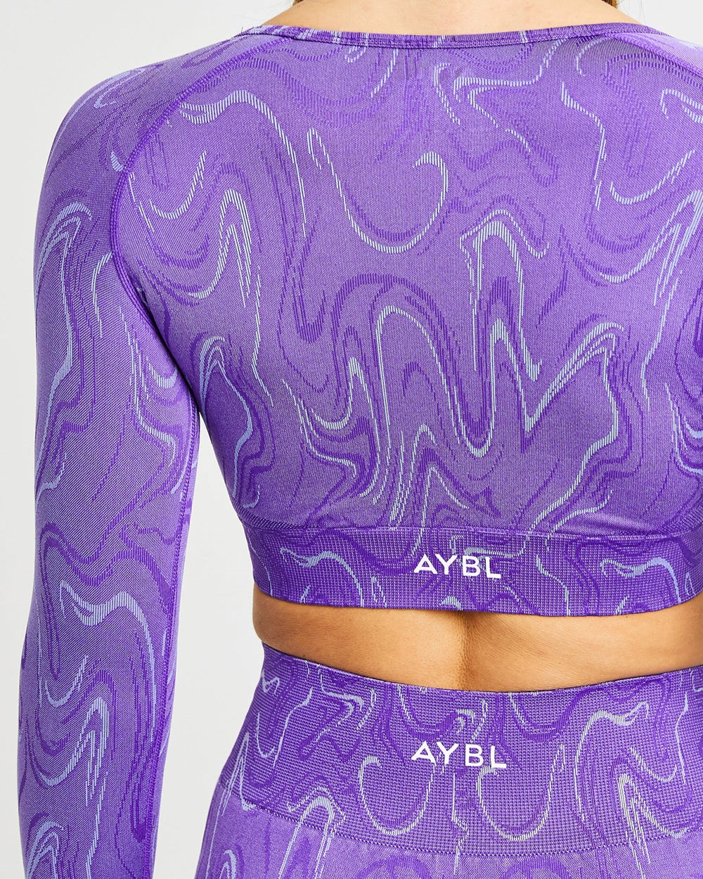 AYBL Velocity Seamless Long Sleeve Crop Top Lila | 427-MNSTUG